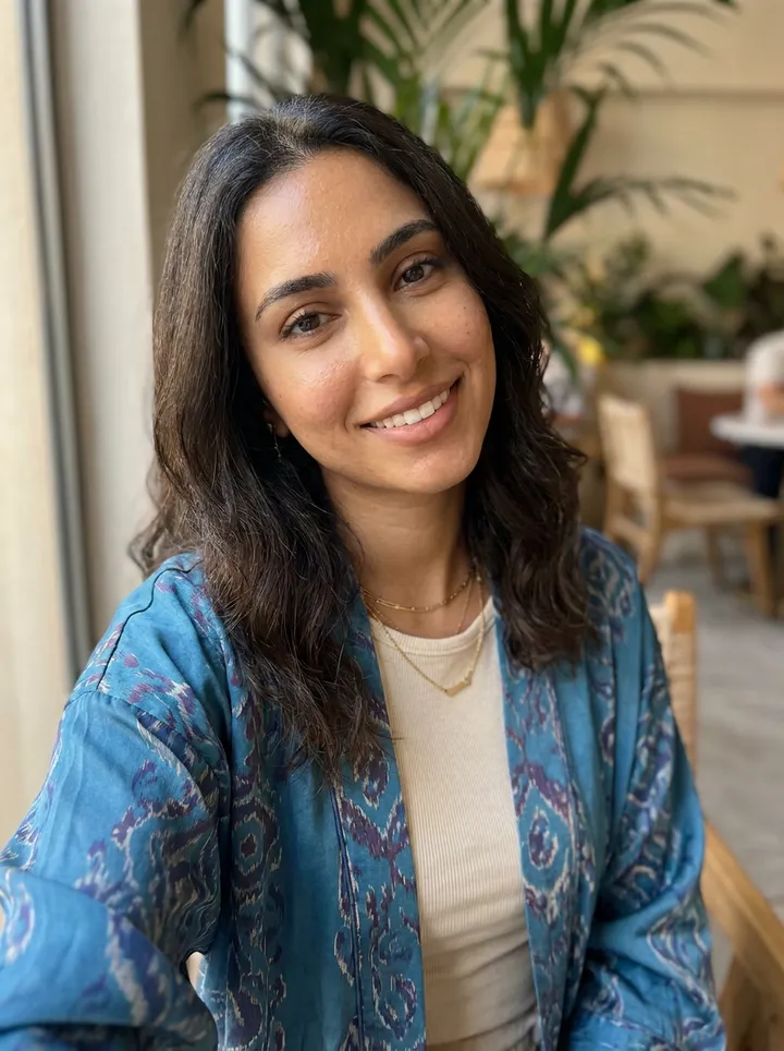 A seated selfie at a café